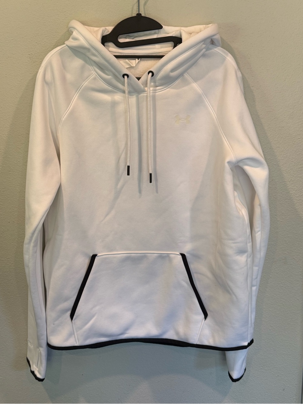 Under Armour Loose ColdGear Hoodie White Athletic Pullover Women’s Size L Sport